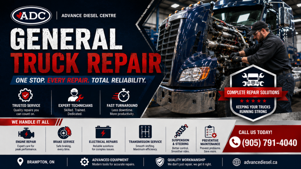 General truck repair service at Advance Diesel Centre in Brampton, ON