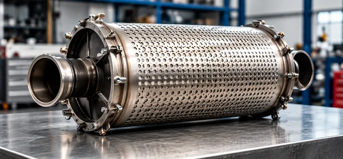 Technician inspecting a diesel particulate filter before cleaning