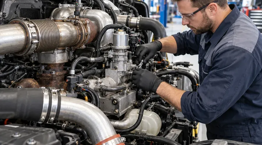 EGR system inspection and service on a heavy-duty diesel engine